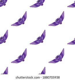 owls in flight, seamless pattern, vector illustration