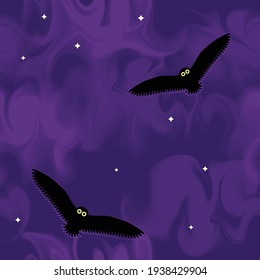 owls flying in the night sky, seamless pattern