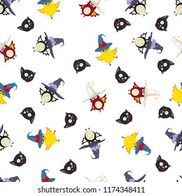 owls for halloween vector seamless pattern