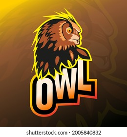 owls head mascot beautiful illustration