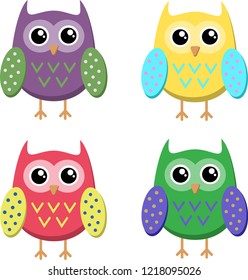 Owls icons, bright owls