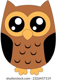 Owls icons, bright owls with different emotions