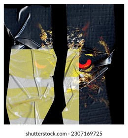 Lechuzas, líneas y texturas sobre fondo negro. diseño de arte de portada
