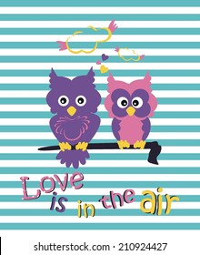 owls love card design. vector illustration 