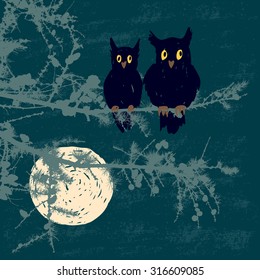 owls in the moonlight night