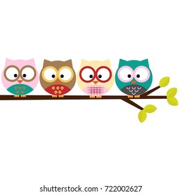 owls on a branch 