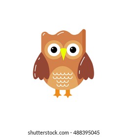 Owls on a white background. Bird vector. Filin art. Owlet cute. Night bird icon. Silhouette. Isolated object. the animal in art modern style. Desing. Color sketch. Owlish cartoon. Predator abstract.
