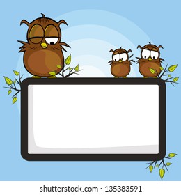 Owls on a white board