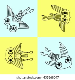 Owls, owl illustration, Art colouring book, hand drawn, illustration bird, T-shirt Graphics, cute cartoon characters 