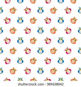 Owls. Pattern. Seamless vector illustration. Swatch inside.