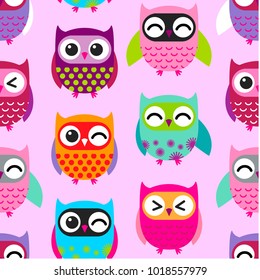 Owls pattern. Vector pattern seamless background. Ready for printing on textile and other seamless design.