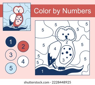 Owls puzzle concept. Educational and teaching materials for children, development of creative skills and coloring. Poster or banner. Forest dweller and birds. Cartoon flat vector illustration