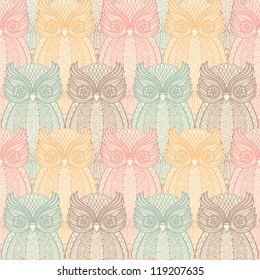 Owls seamless pattern