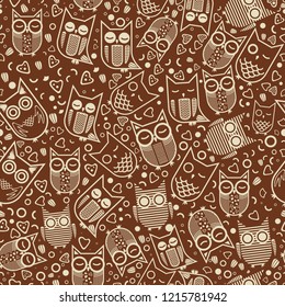 Owls seamless pattern