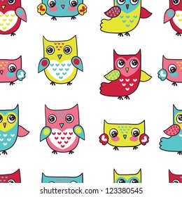 owls seamless pattern