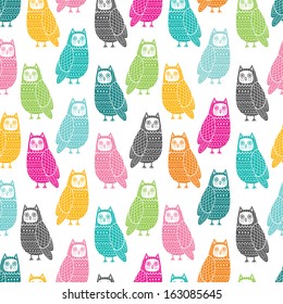 Owls seamless pattern