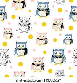 Owls seamless pattern.  Vector illustration EPS10