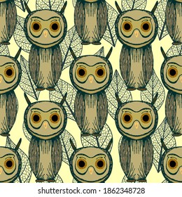 Owls seamless pattern. Vector stock illustration eps10.