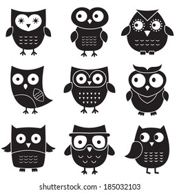 Owls Isolated Vector Design Elements Stock Vector (Royalty Free) 191036822