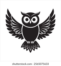 owls Silhouette. black color bold and line vector illustrations eps 10 on a white background.
