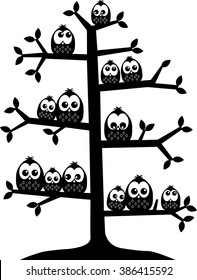 lot of owls sitting in a tree