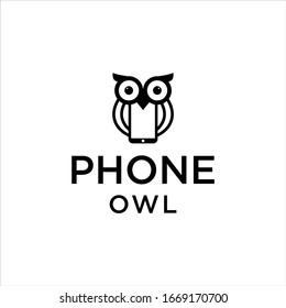 Owls and telephones. Design illustrations in telecommunications lines