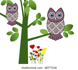 owls in a tree