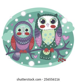 Owls. Vector.