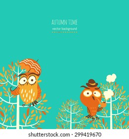 owls. vector background