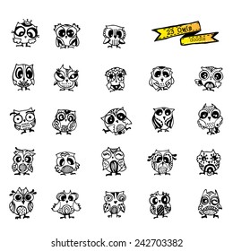Owls vector, doodle