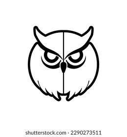 The owl's vector logo is in black and is skillfully isolated on a background of pristine white.