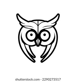 The owl's vector logo is in the color black and is skillfully isolated on a background of pristine white.