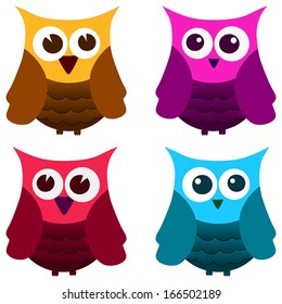 Owls Vector Set Stock Vector (Royalty Free) 166502189 | Shutterstock