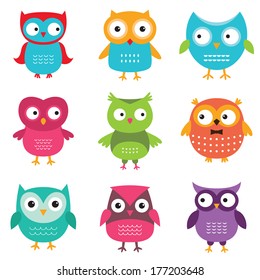 Set Cute Owl Stock Vector (Royalty Free) 391718311 | Shutterstock