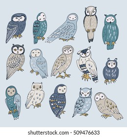owls vector set