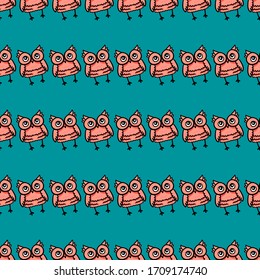 Owls wallpaper, illustration, vector on white background.