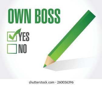 own boss check mark illustration design over a white background