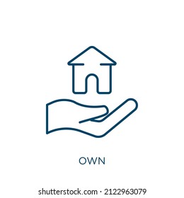 own icon. Thin linear own outline icon isolated on white background. Line vector own sign, symbol for web and mobile