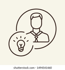 Own idea line icon. Insight, lamp, student. Training concept. Vector illustration can be used for topics like education, career, internet learning