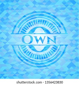 Own sky blue emblem. Mosaic background