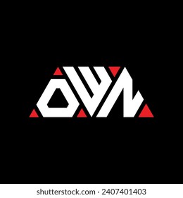 OWN triangle letter logo design with triangle shape. OWN triangle logo design monogram. OWN triangle vector logo template with red color. OWN triangular logo Simple, Elegant, and Luxurious design.