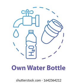 Own water bottle concept icon. Inexpensive drink, affordable travel idea thin line illustration. Personal clean water supply, cheap beverage. Vector isolated outline RGB color drawing
