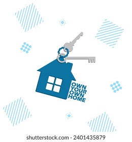 Own Your Own Home Day event banner. House keys with a house-shaped key chain, with bold text on white background to celebrate on January 21