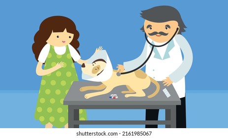 The owner brought the dog to the vet