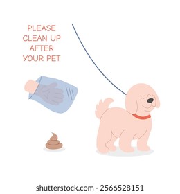 The owner cleans up after his pet Vector Illustration