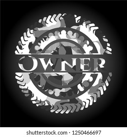 Owner on grey camo pattern