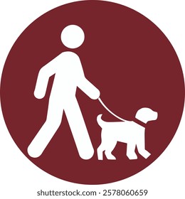 Owner and Pet Walking Icon Vector Silhouette