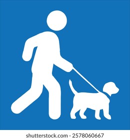 Owner and Pet Walking Icon Vector Silhouette