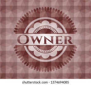 Owner red seamless emblem with geometric pattern.