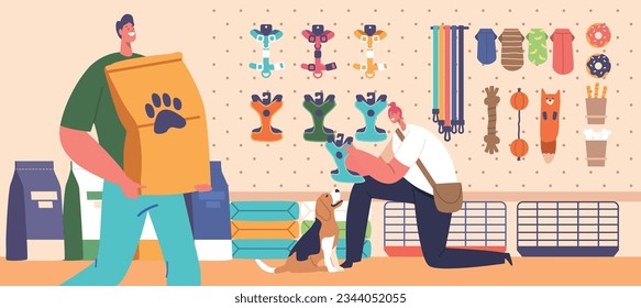 Owners And their Pets Explore A Store Together, Browsing Toys, Treats, And Accessories. Characters Select Their Favorite